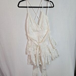 Selfie Leslie Ivory Mini Lace Dress